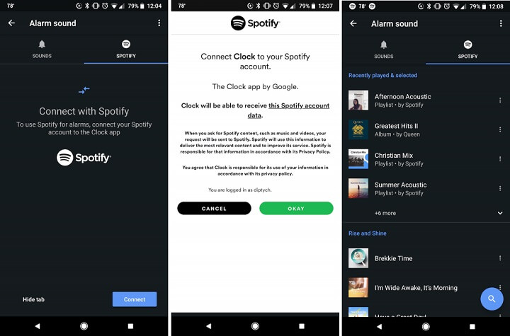 Android'de Spotify oynatma listesini alarm olarak ayarlama 3